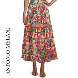 ANTONIO MELANI Vibrant Multicolor Maxi Skirt Size 6